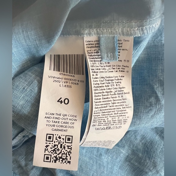 NWT $538 120% Lino Italy design Blue Harbor Sleeveless Maxi Dress Size 40 Bow - Picture 7 of 14